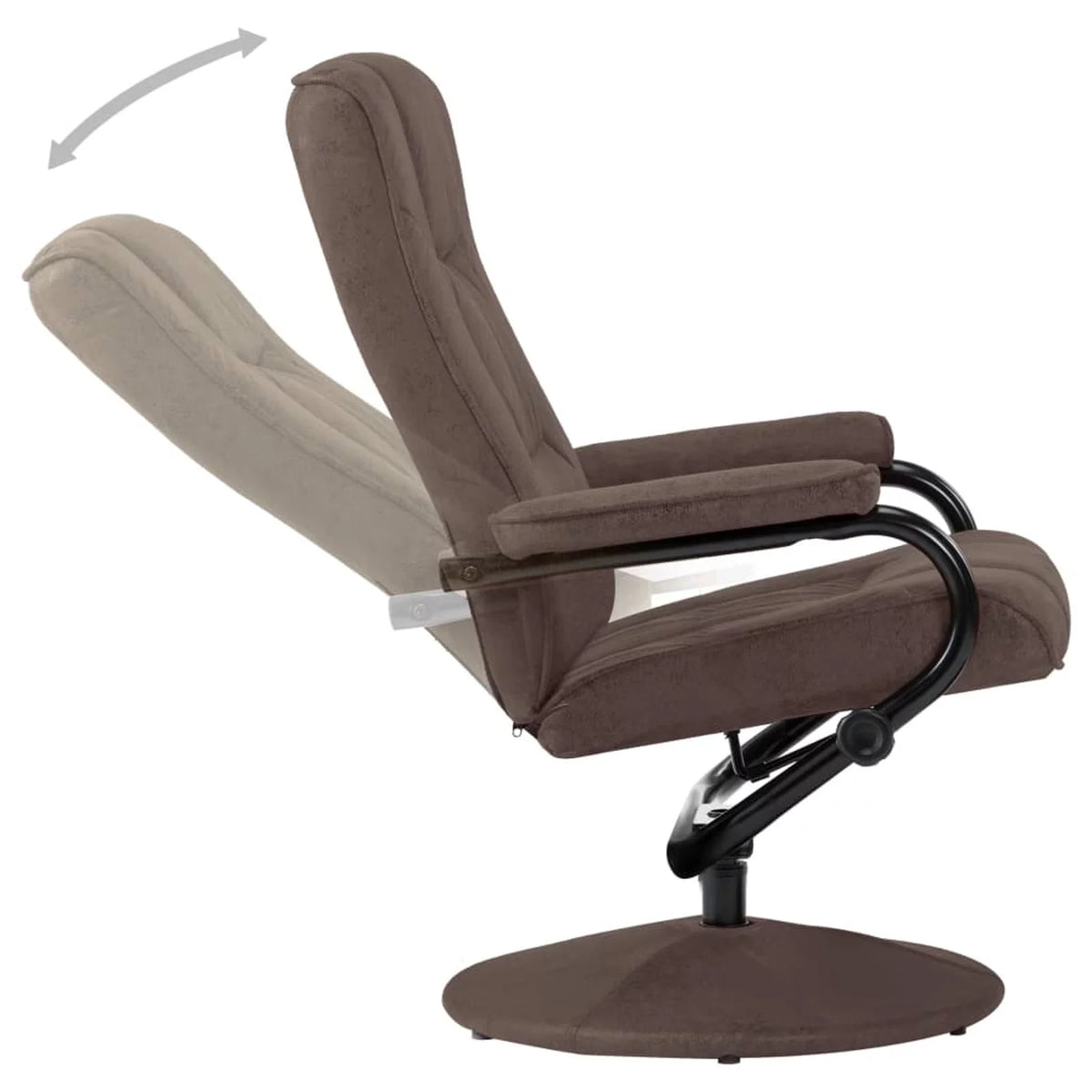 Brown Faux Suede Leather Swivel Recliner with Ottoman C54839