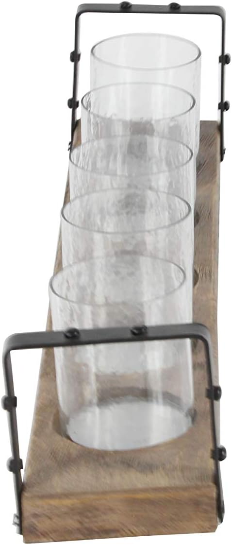 Wood Metal Glass Candle Holder 28 by 5-Inch X9174