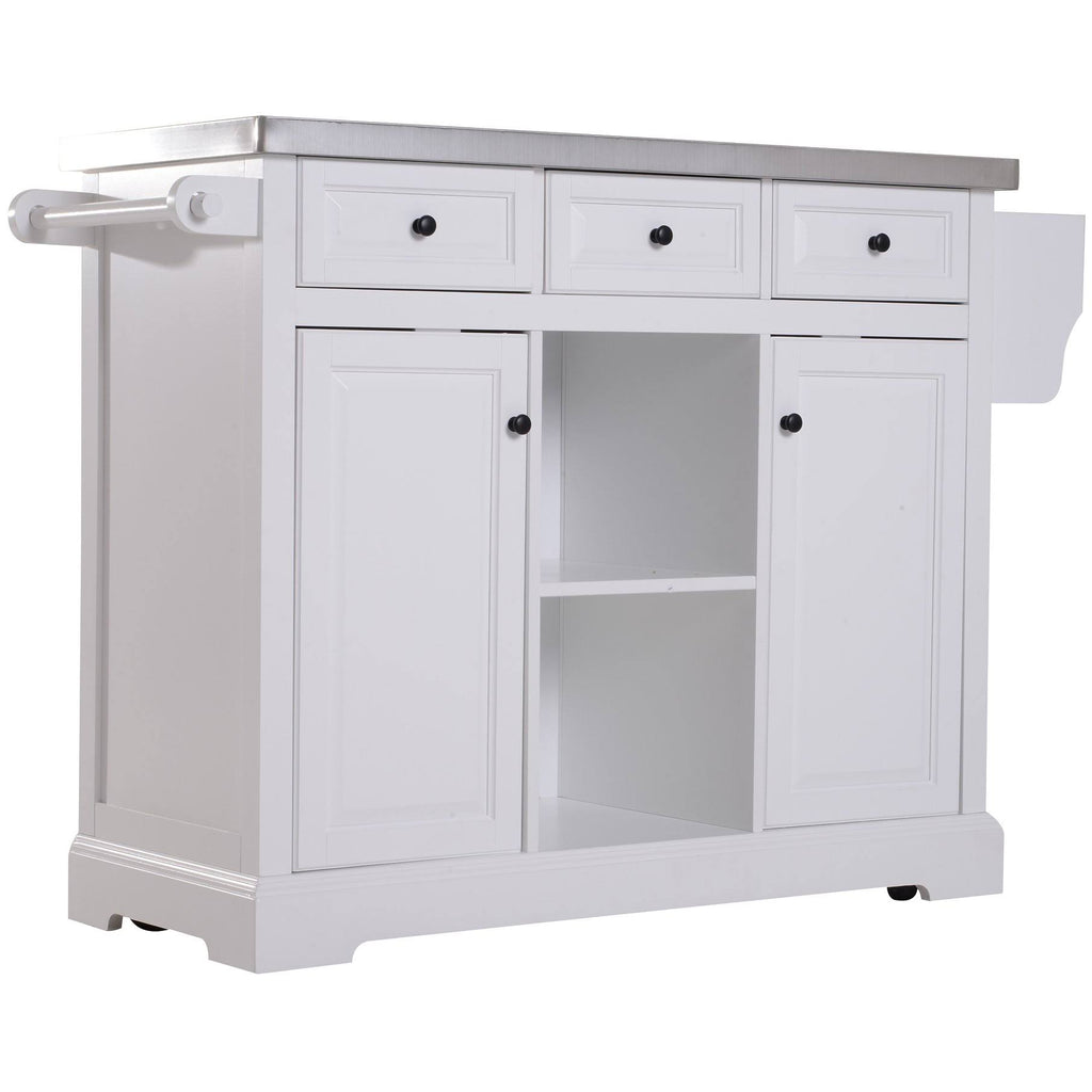White Rolling Kitchen Island Cart with Wheels C7263