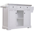 White Rolling Kitchen Island Cart with Wheels C7263