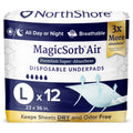 MagicSorb Air Super-Absorbent Disposable Underpads, 23x36 in., Large, Pack/12 D94379