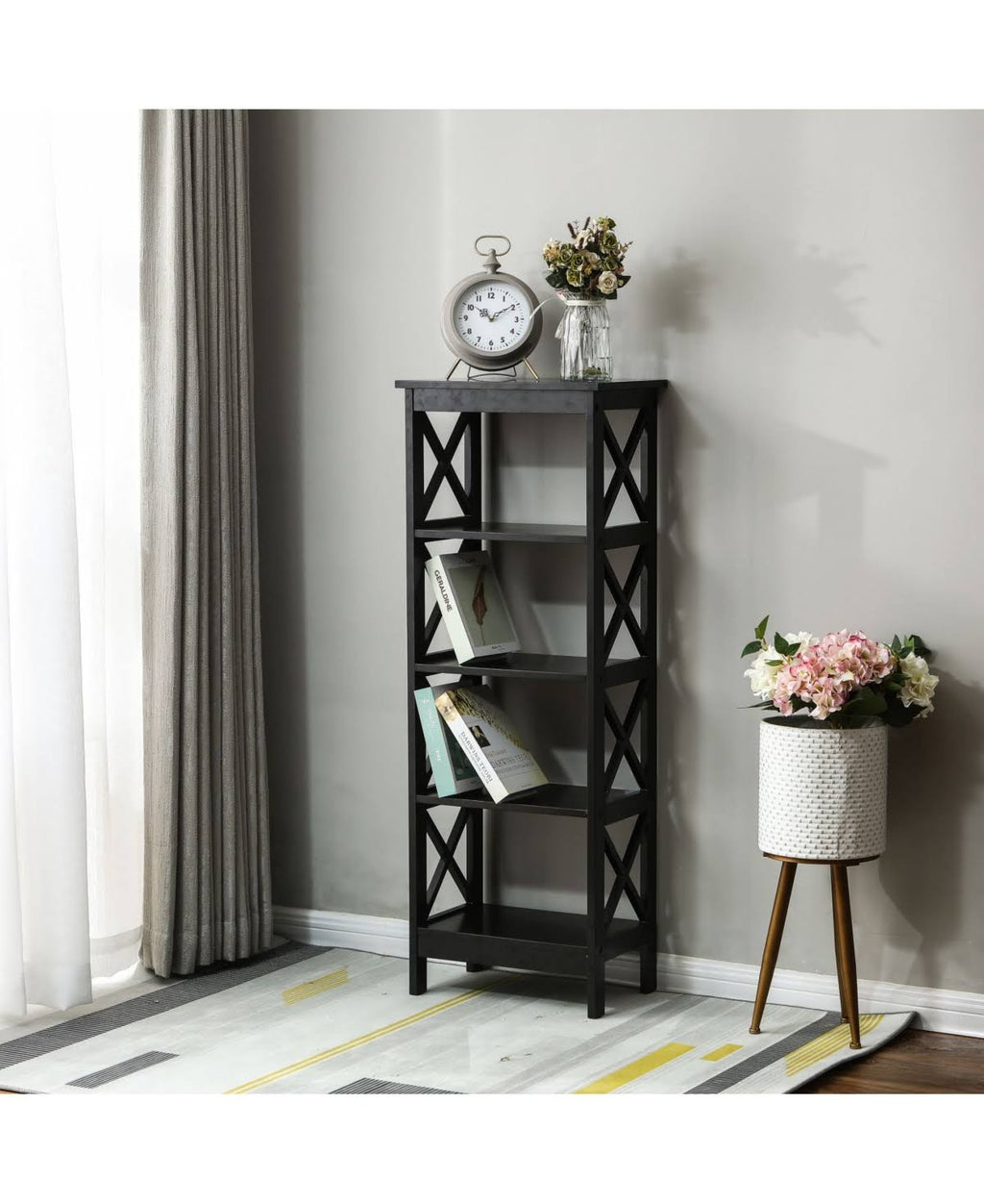 Black 4-Tier Bookcase D43183