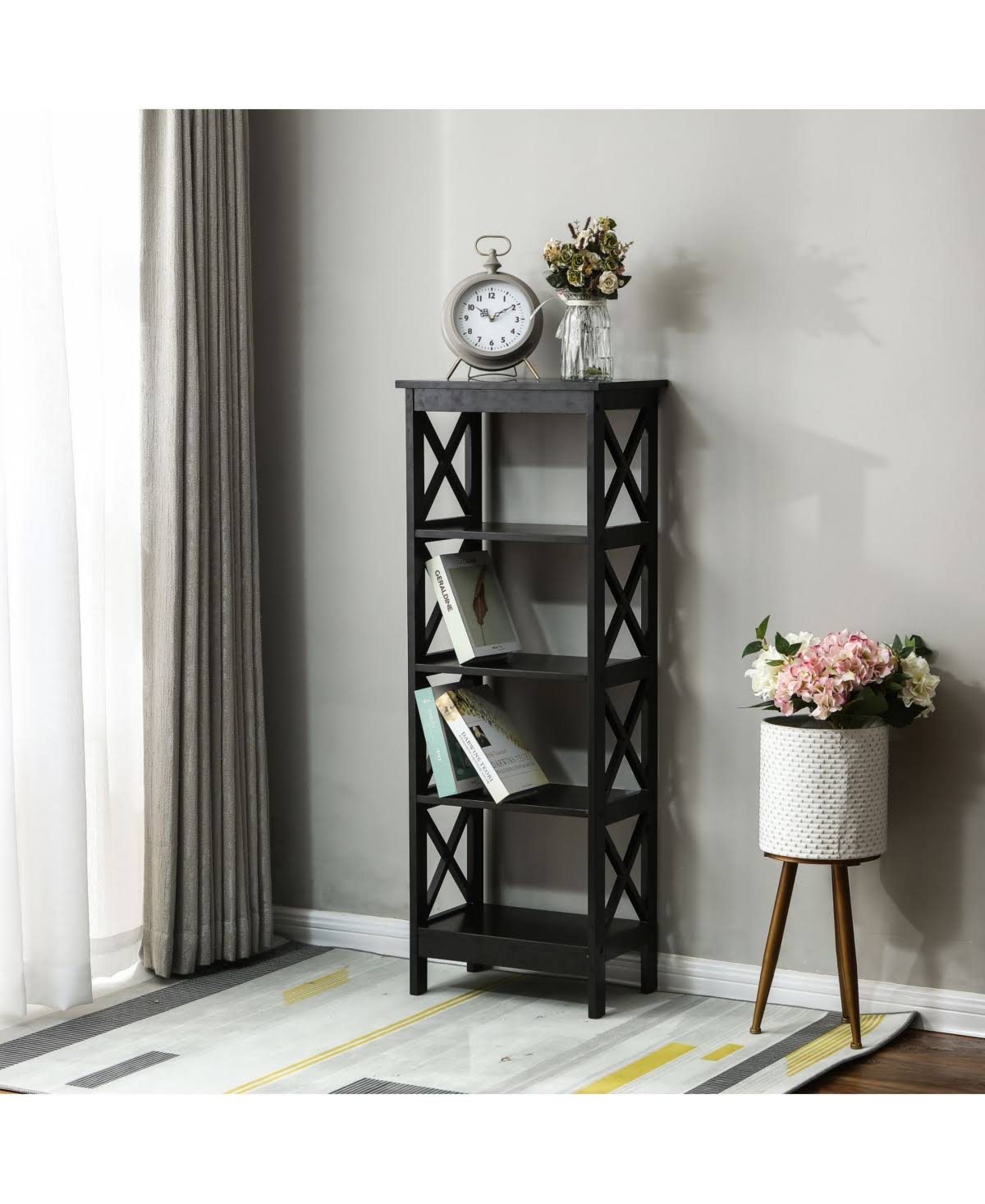 Black 4-Tier Bookcase D43183