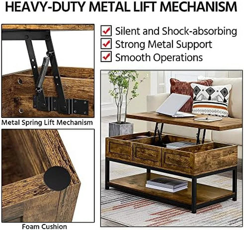 Lift Top Coffee Table with Hidden Compartments C888