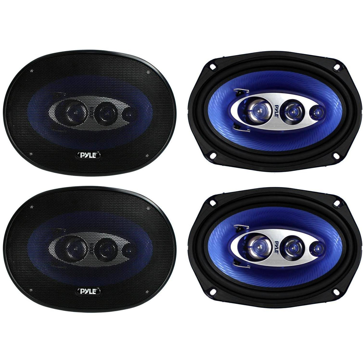 800 Watts 4-Way Car Coaxial Speakers Blue U6157