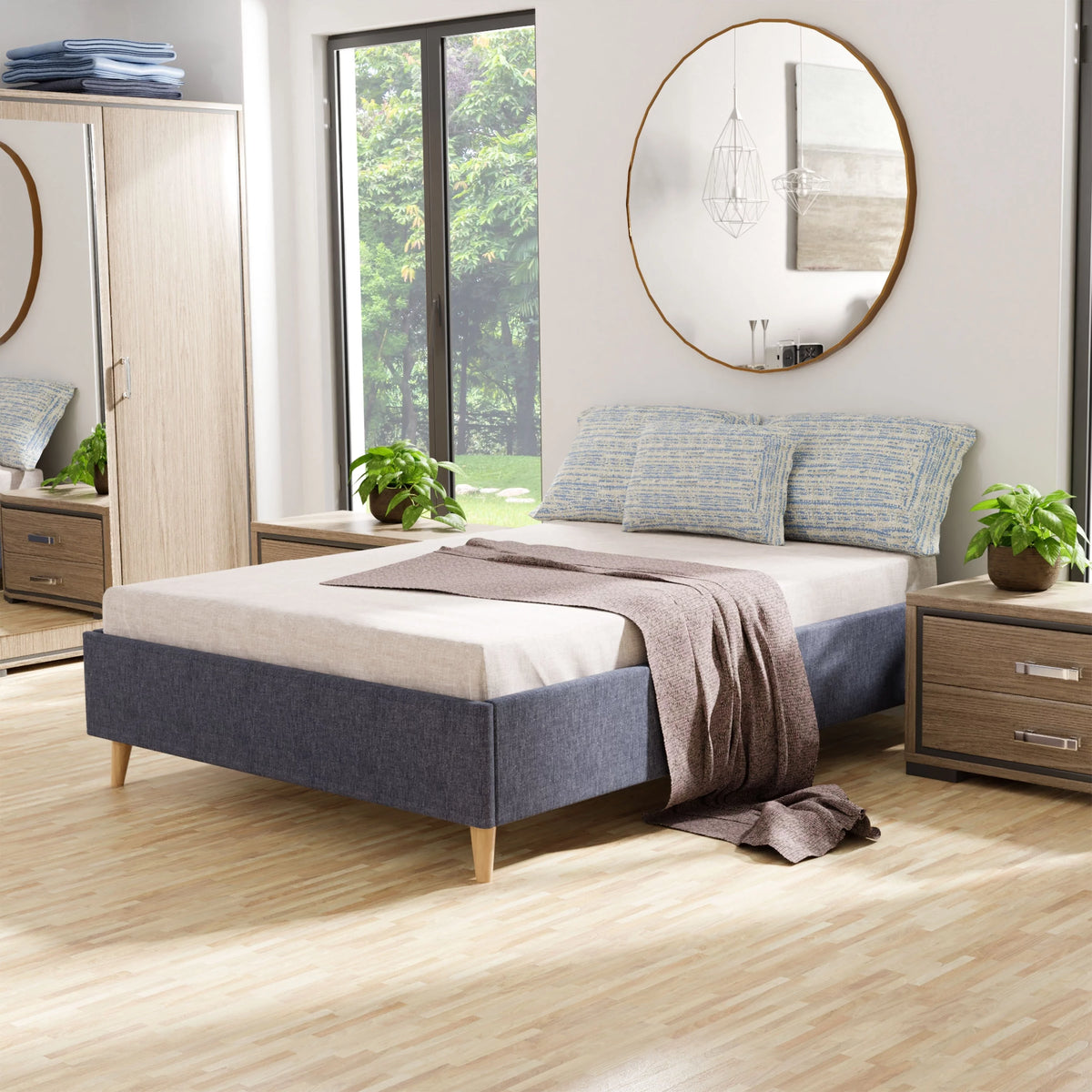 Queen Platform Bed Frame Dark Grey J465