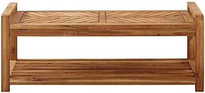 Brown Acacia Wood Patio Storage Bench S1840