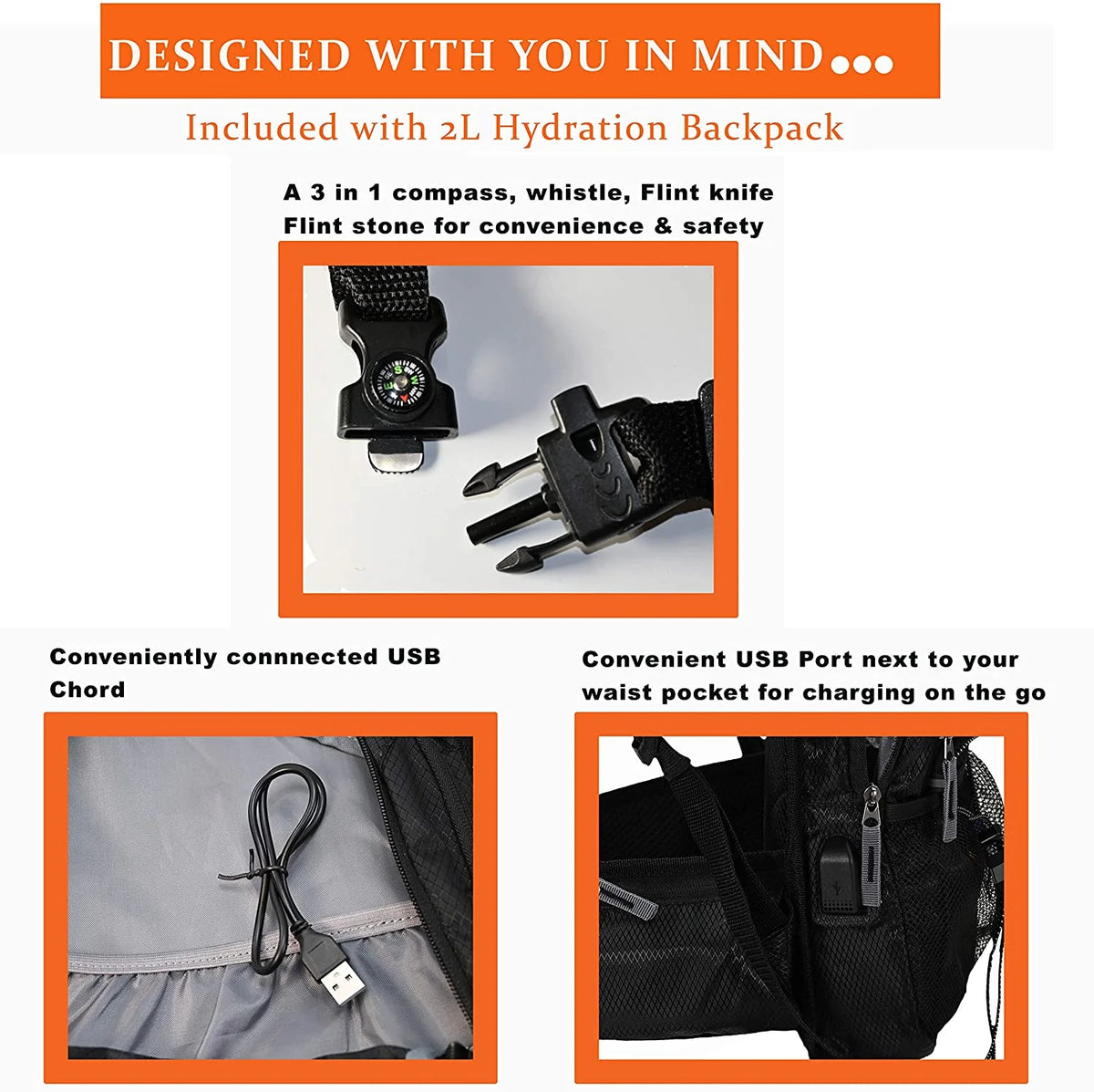 Insulated Hydration Backpack with 2L BPA Free Water Bladder A24904