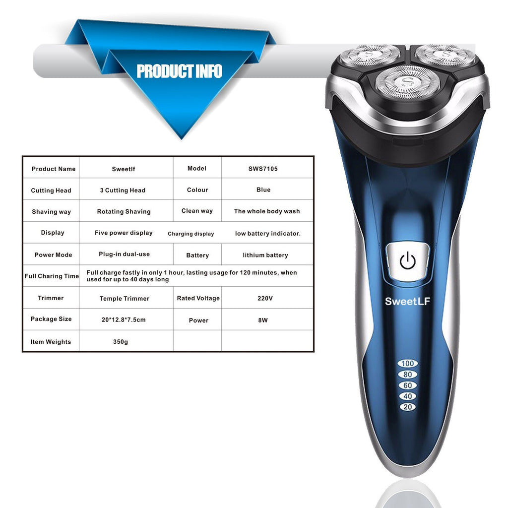 Blue Pack of 2 Rechargeable Waterproof Electric Shaver W42995