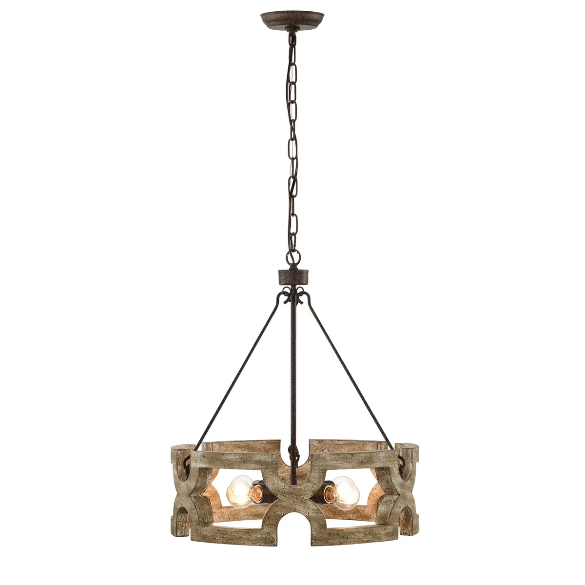 Rustic Farmhouse 4 Light Wood Grain Chandelier Pendant 19 Inch M517