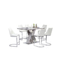 7 Piece White Faux Marble Stainless Steel Counterheight Dining Set Y1856