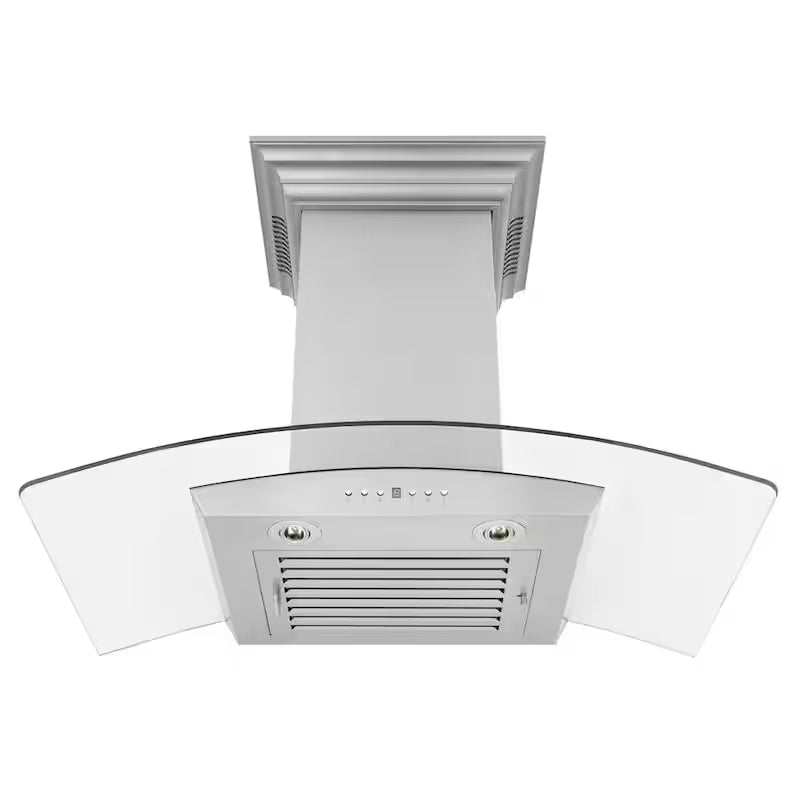 36 in. 400 CFM Ducted Wall Mount Range Hood in Stainless Steel and Glass D483082