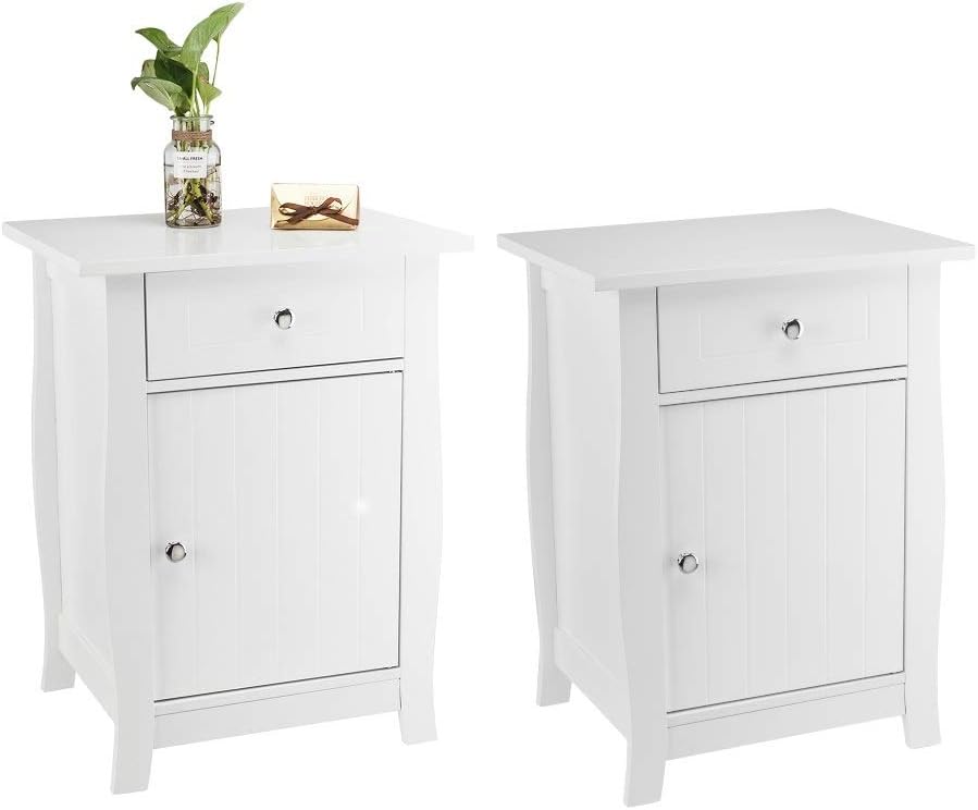 Brown Nightstand with Drawer and Storage Cabinet N589102
