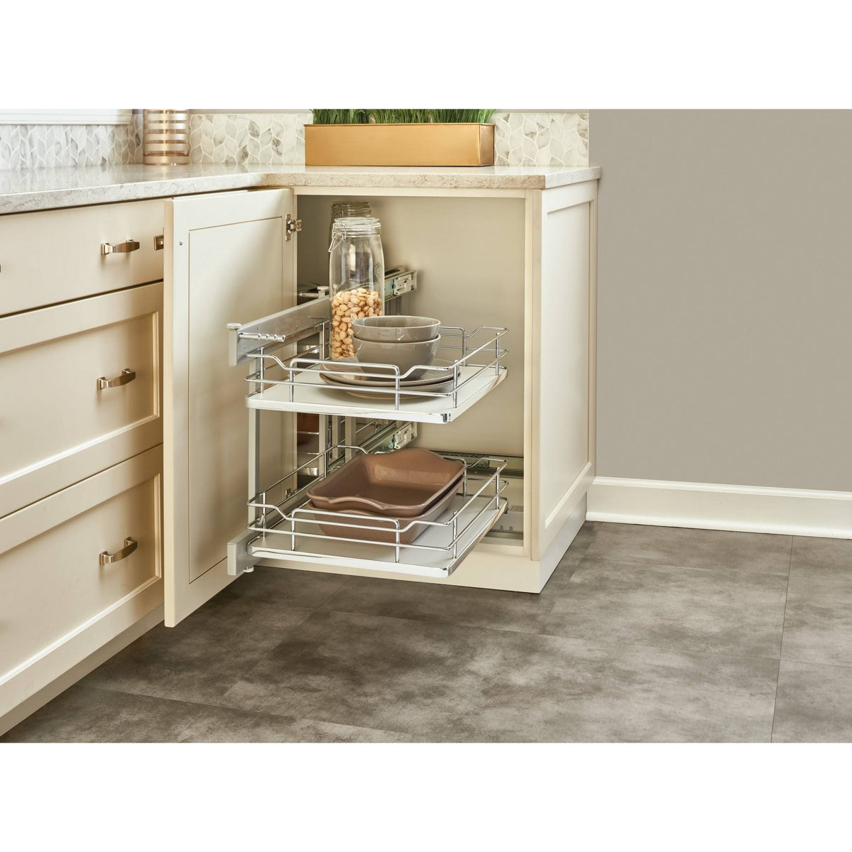 Gray Blind Corner Organizer Soft-Close P639665