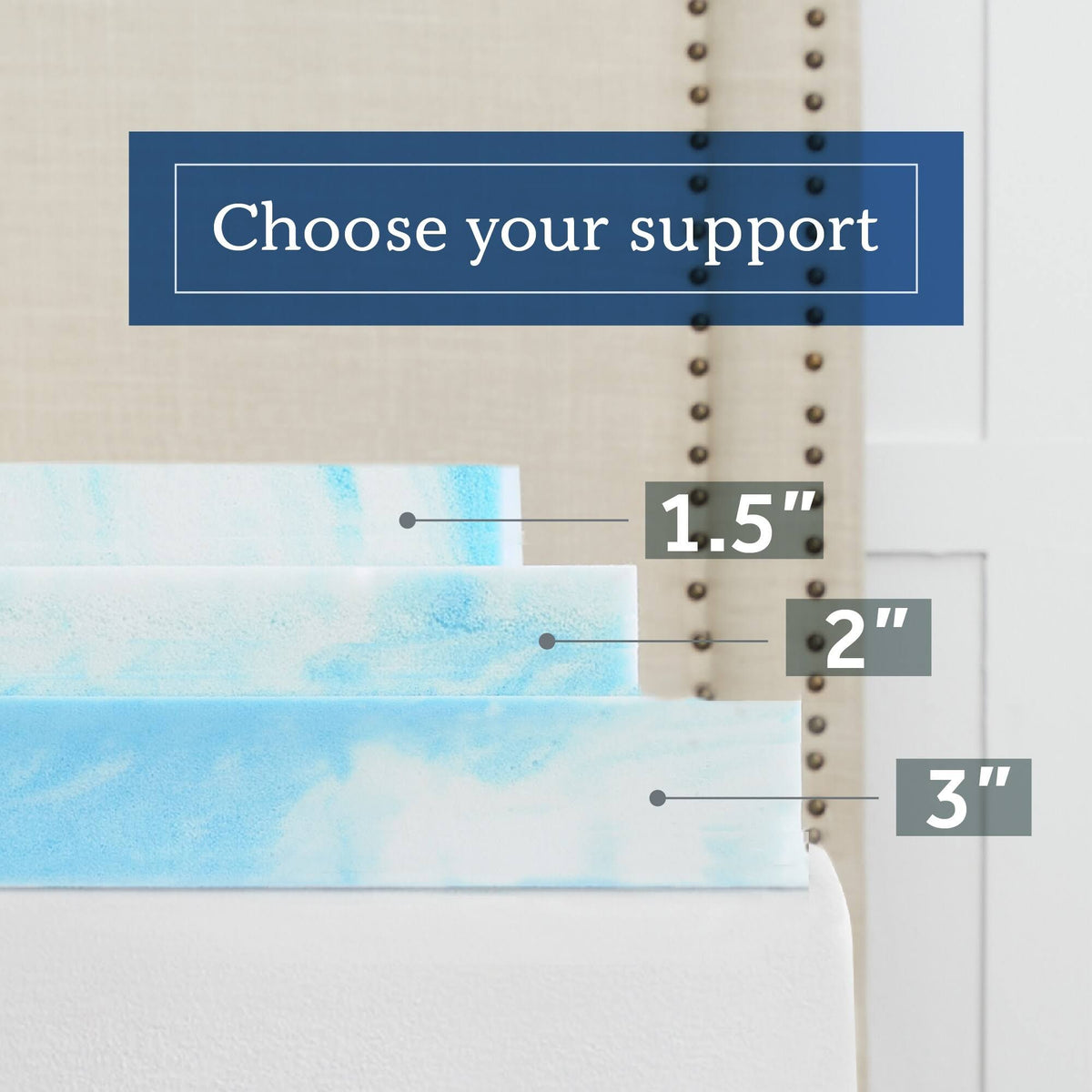 Queen White Memory Foam Mattress Topper S321