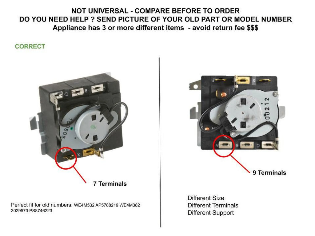 Compatible with GE Dryer Timer D9515