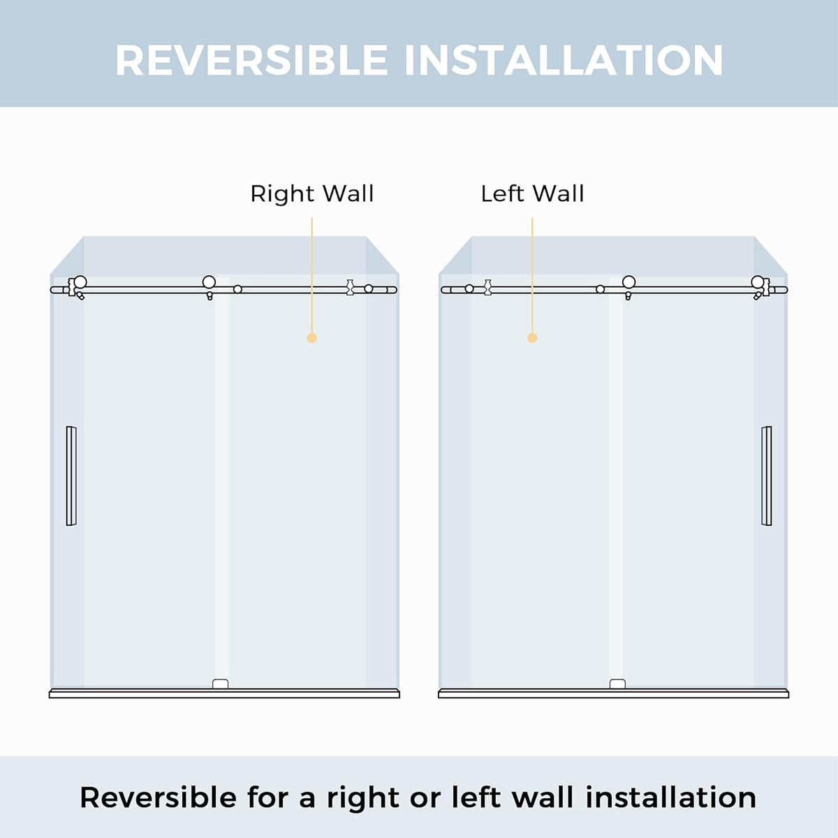 56 in. Frameless Sliding Shower Door, Clear Tempered Glass B543361