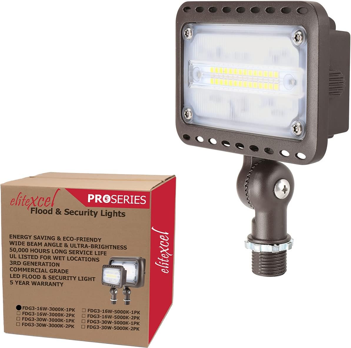 LED Flood Light Outdoor, 16W Landscape Lights, 1500 Lumen Waterproof Security Lights, 3000K Warm White I899119
