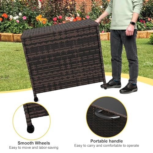 80 Gallon Waterproof Rattan Outdoor Storage Deck Box with Wheels M9945