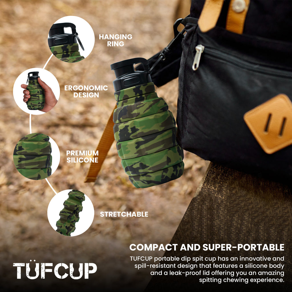 Green Camo Collapsible Spill Resistant Silicone Spit Cup with Lid B664265