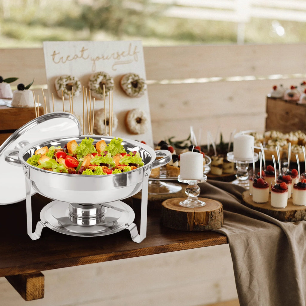 5Qt 4 Packs Stainless Steel Chafing Dish Set with Glass Lid H8073