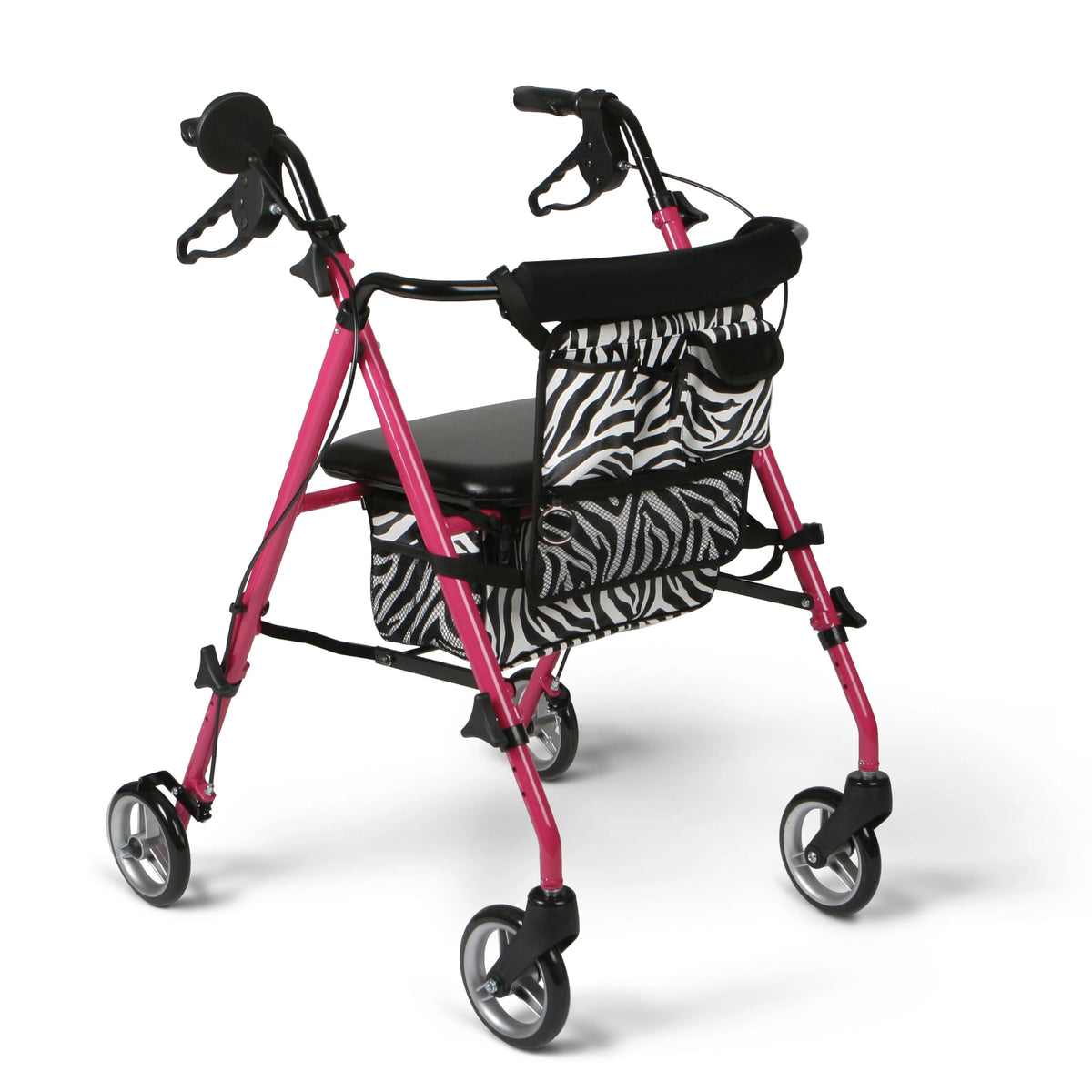 Lightweight Aluminum Rollator Walker, Pink & Zebra Print, 250 lb. Weight Capacity, 6” Wheels N8433