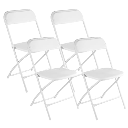 10 Pack White Plastic Folding Chairs 400lbs Capacity H487019
