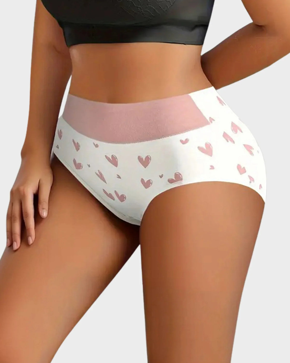 Cotton Heart Print High-Waist Panties 6 Pack E51360