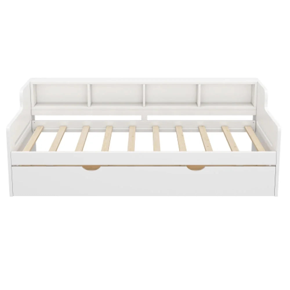 White Twin Size Wooden Day Bed with Trundle Z8899