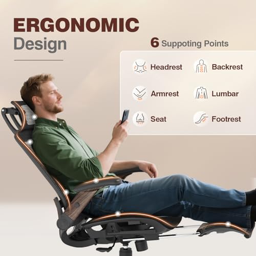 Ergonomic Office Chair with Footrest, High Back Mesh Computer Chair with Flip-Up Arm Z210