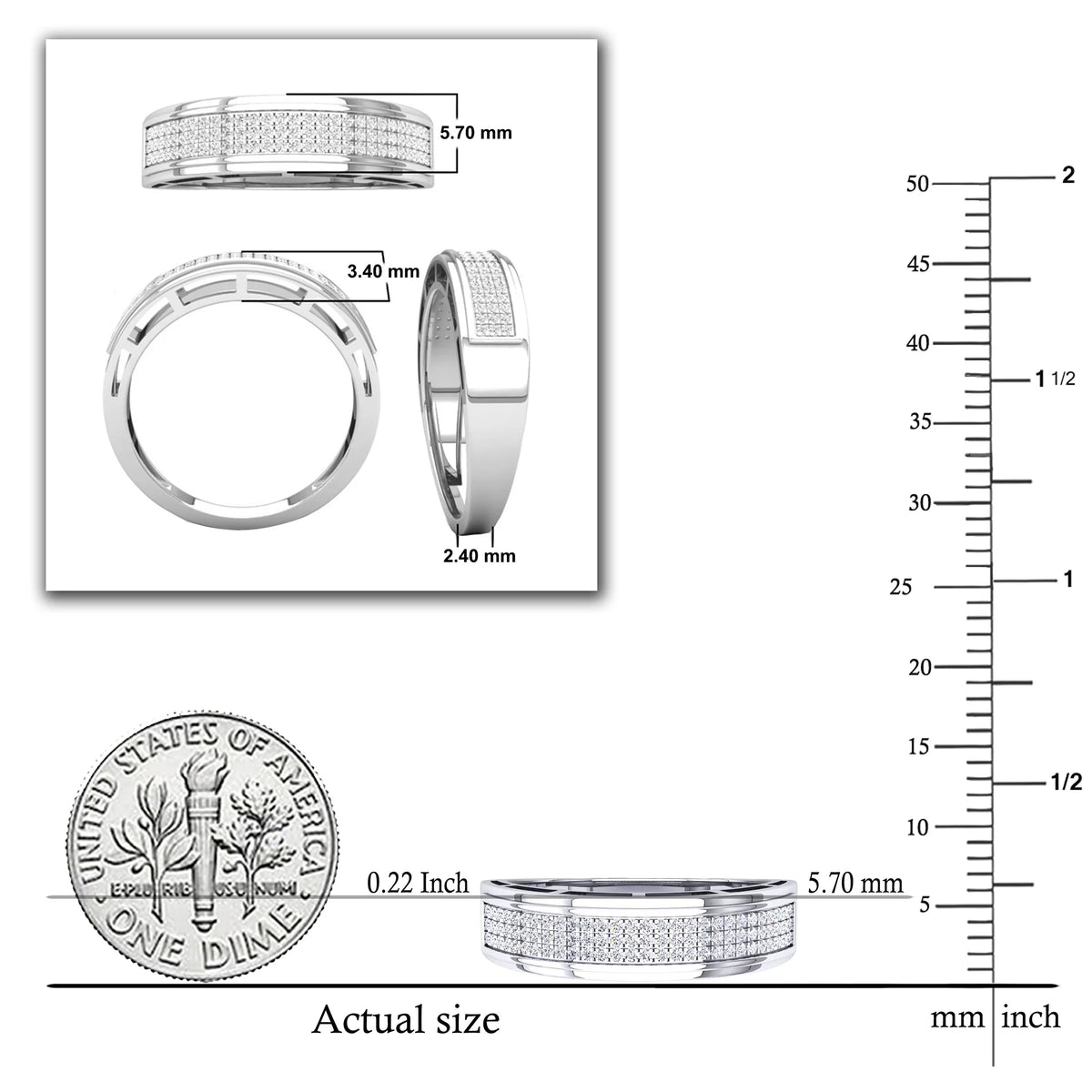 10K White Gold Diamond Wedding Band F6249