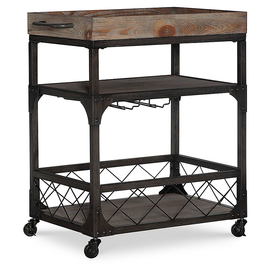 Driftwood Bar Cart with 4 Caster Wheel K668292