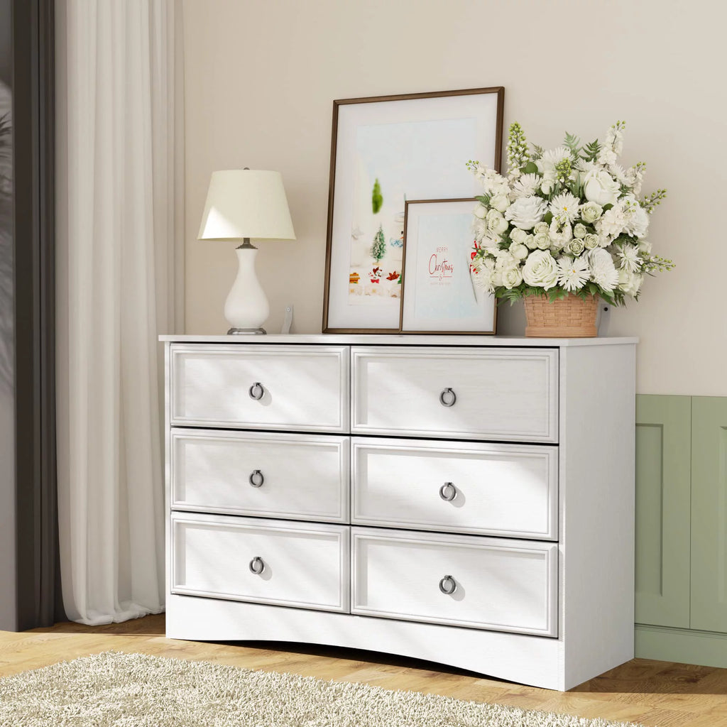 White 6 Drawer Wood Dresser G765438