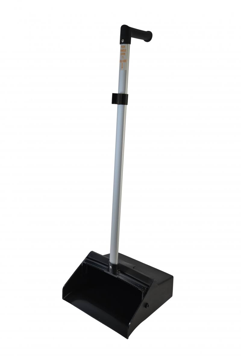 Dust Pan with Ergo Handle Aluminum and Black Hopper F1015
