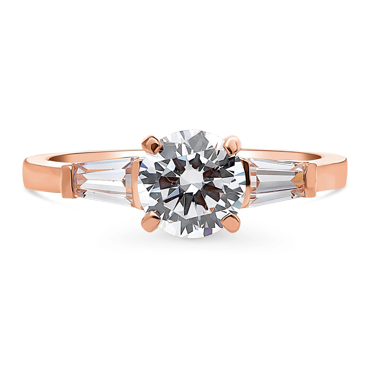 Rose Gold Plated Sterling Silver Solitaire Ring K882361