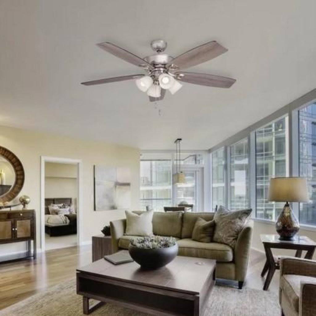 52 inch Brushed Nickel LED Indoor Ceiling Fan with Light Kit E59448