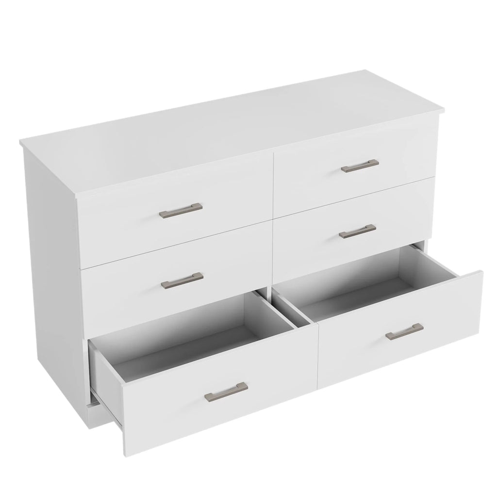 White 6 Drawer Wood Dresser M507