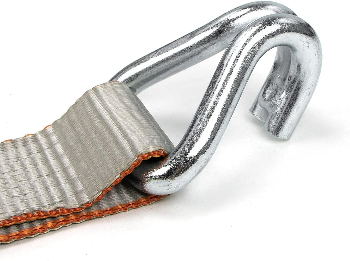 Winch Strap with Heavy Wire Hook, 2 Inch x 15 Foot, 4 Pack, 3,300 Pound Safe Working Load O75194