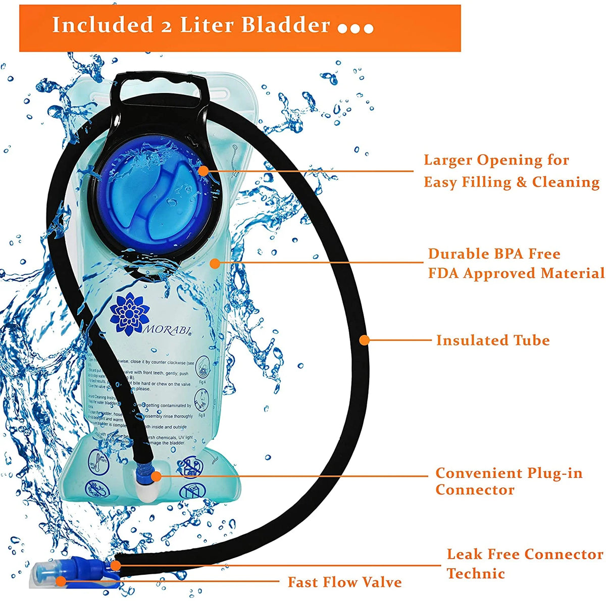 Insulated Hydration Backpack with 2L BPA Free Water Bladder A24904