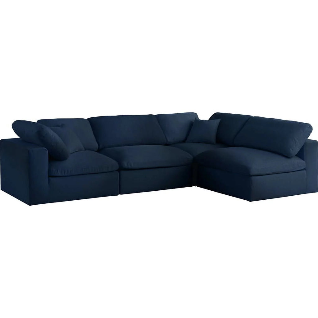 Navy Linen Fabric Modular Sectional D6188