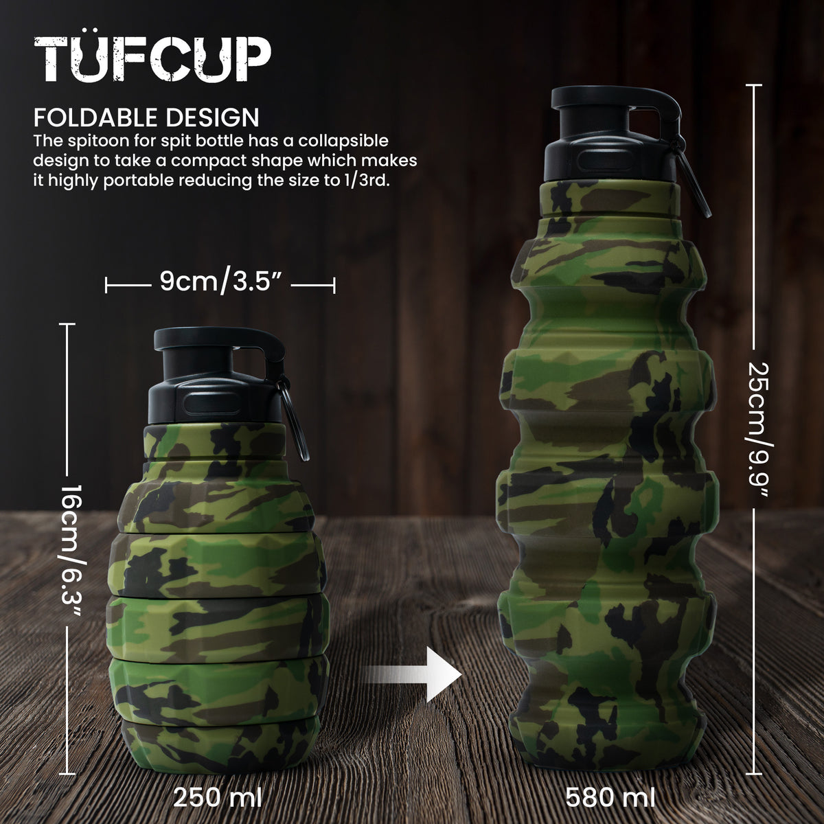 Green Camo Collapsible Spill Resistant Silicone Spit Cup with Lid B664265