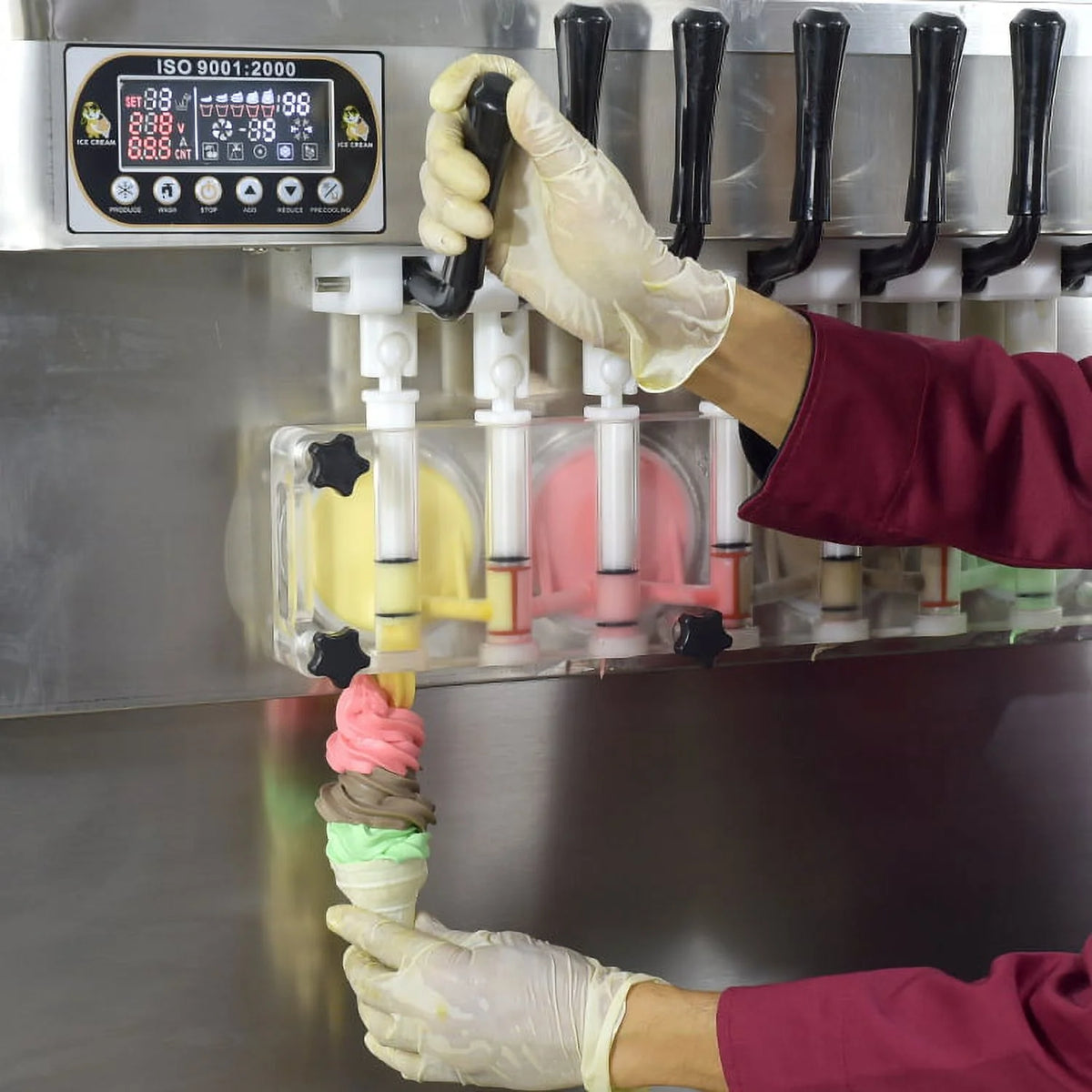 Soft Serve Ice Cream Machine with Transparent Dispenser X94701