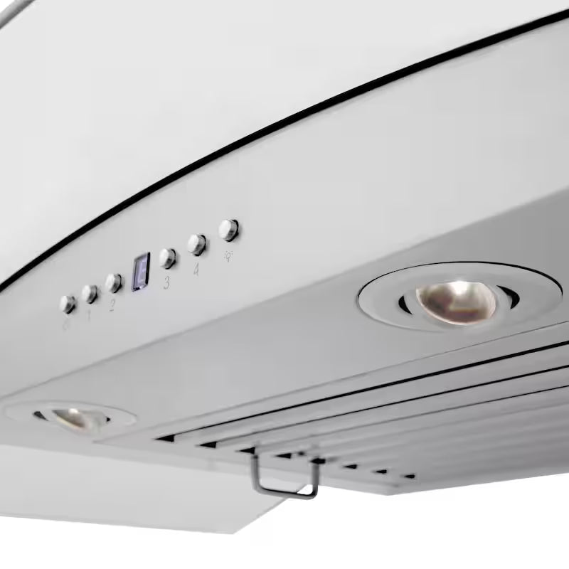 36 in. 400 CFM Ducted Wall Mount Range Hood in Stainless Steel and Glass D483082
