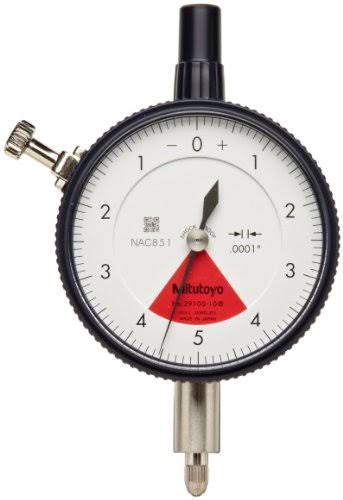 Dial Indicator, #4-48 UNF Thread, 0.375x22 Stem Dia., One Revolution Type, Flat Back, White Dial, 4-0-4 Reading N999692