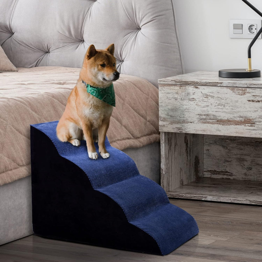 Navy Blue 4 Tiers Foam Dog Stairs C3388