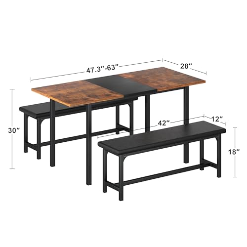 Extendable Kitchen Table with Benches R23258