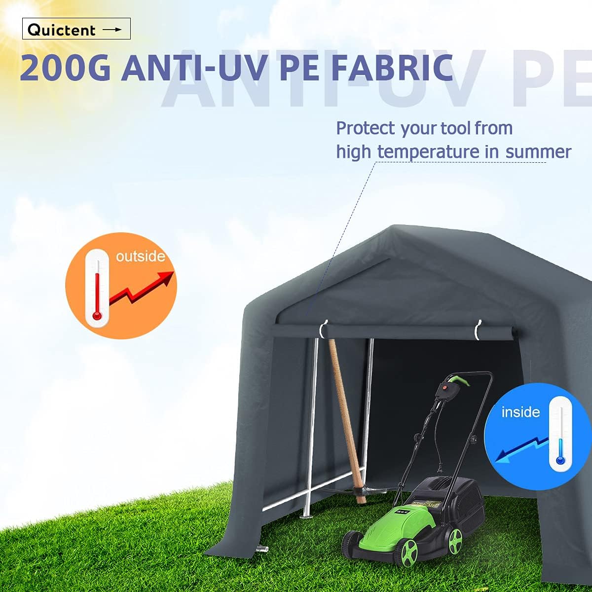 Grey 7' x 12' Heavy Duty Outdoor Storage Shelter I8591