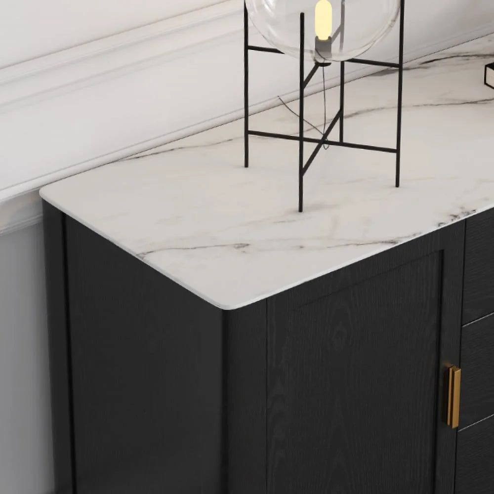 Black Sideboard Buffet with Sintered Stone Top S668274
