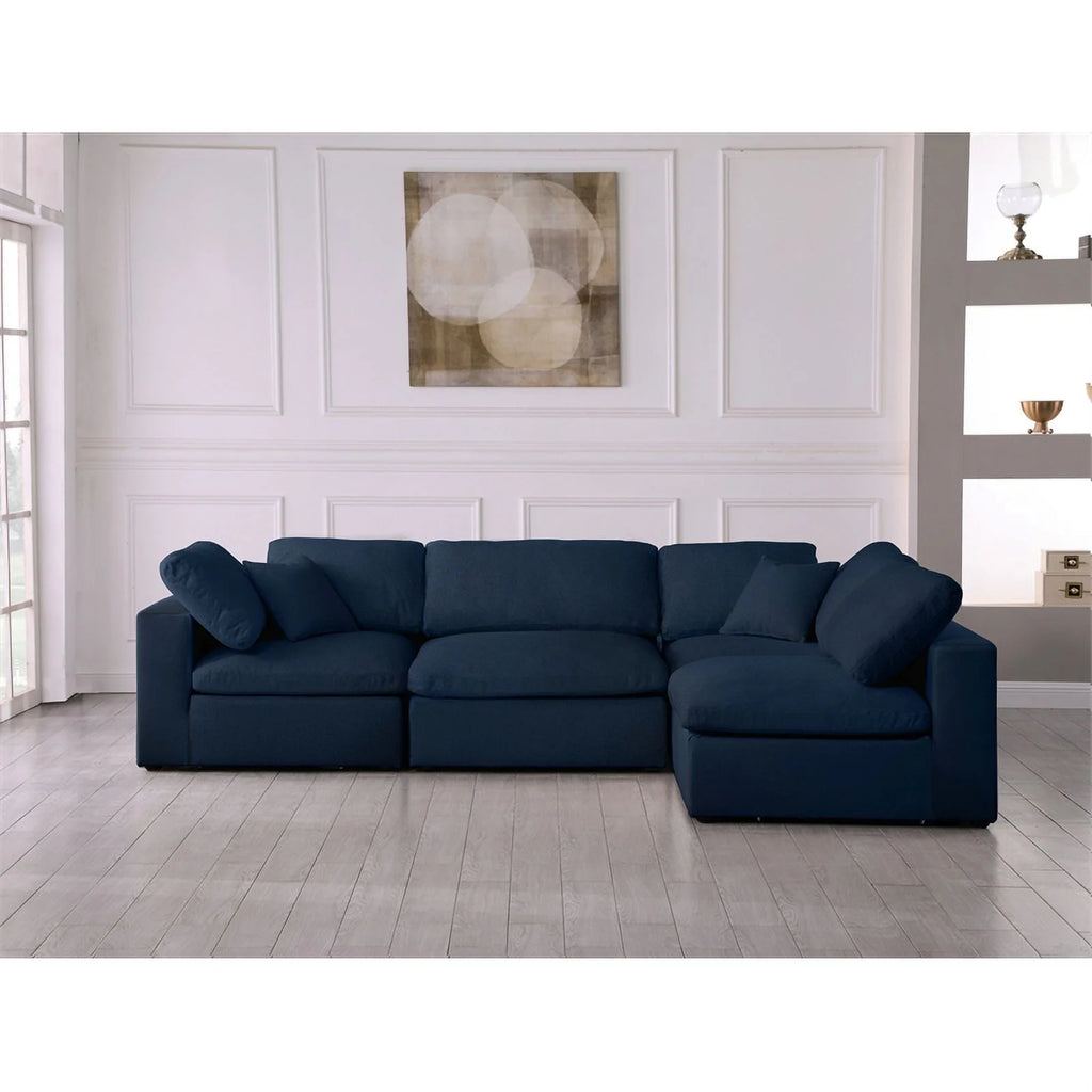 Navy Linen Fabric Modular Sectional D6188