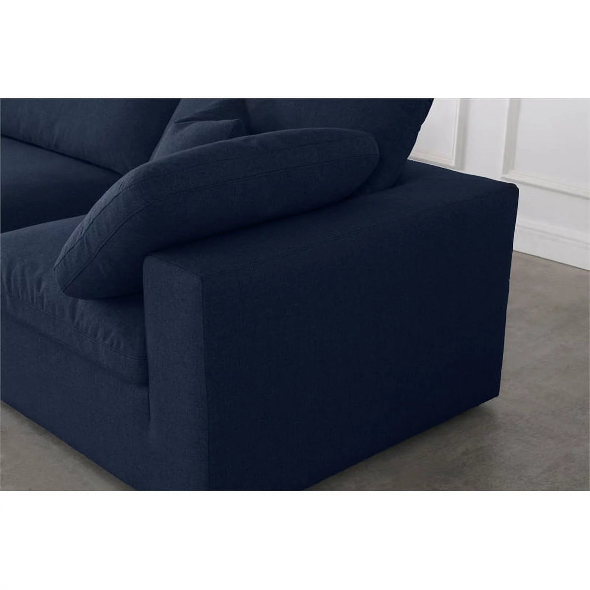 Navy Linen Fabric Modular Sectional D6188